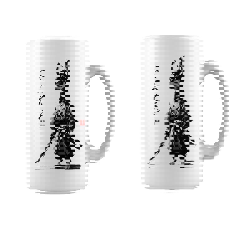 ミニチュアピンシャー 侍戦士 日本の浮世絵 アートドッグ コーヒーマグ