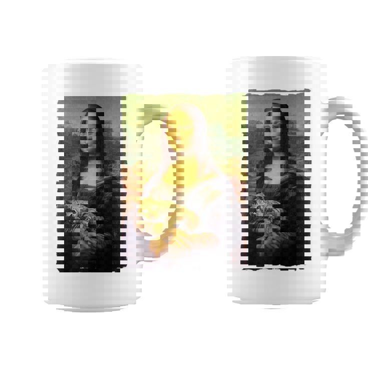 モナ・リザとオレンジ色の猫 面白いアートの絵 コーヒーマグ