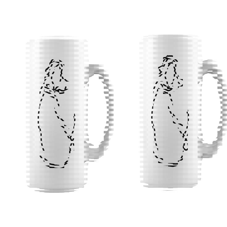ラインタトゥー、ラインアートtシャツ、ミニマリストな犬のモチーフ コーヒーマグ