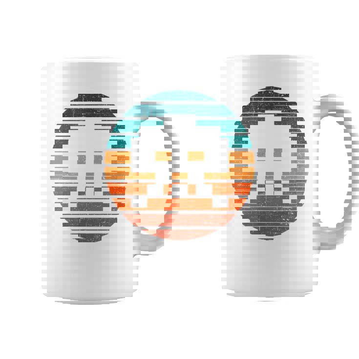 レトロ ヴィンテージ 80年代アーケード ゲーム インベーダー シンセウェイブ サンセット コーヒーマグ