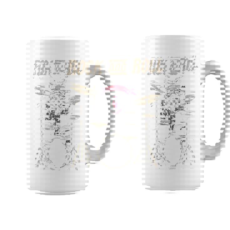 ロックンロール キャットドラム ヴィンテージ Rock Cat Drummer Art Back コーヒーマグ
