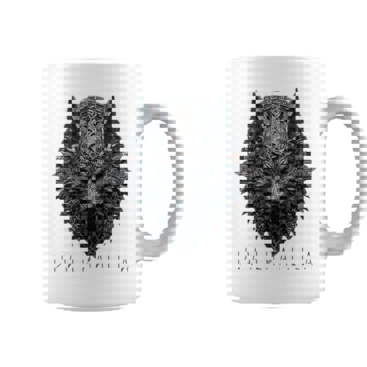 ヴァルハラ ウルフマスク オーディン ルーン文字 北欧コンパス バイキング メンズ レディース 長袖tシャツ コーヒーマグ