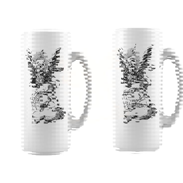 ヴェネツィア共和国のサンマルコ市の翼のあるライオン。 コーヒーマグ