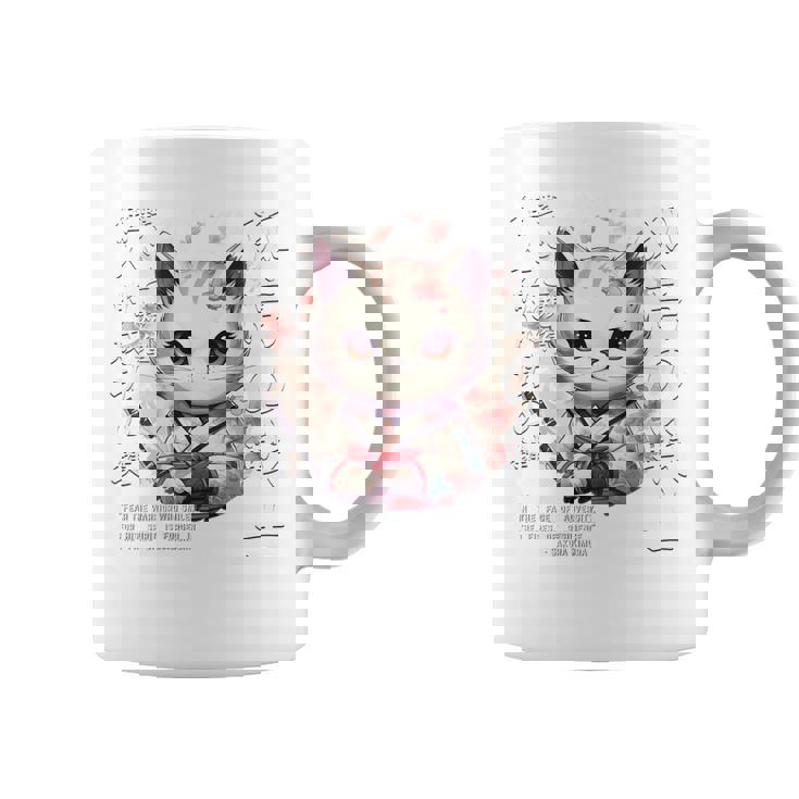 バックプリント 侍 猫戦士 日本人 忍者 キティ カワイイ コーヒーマグ