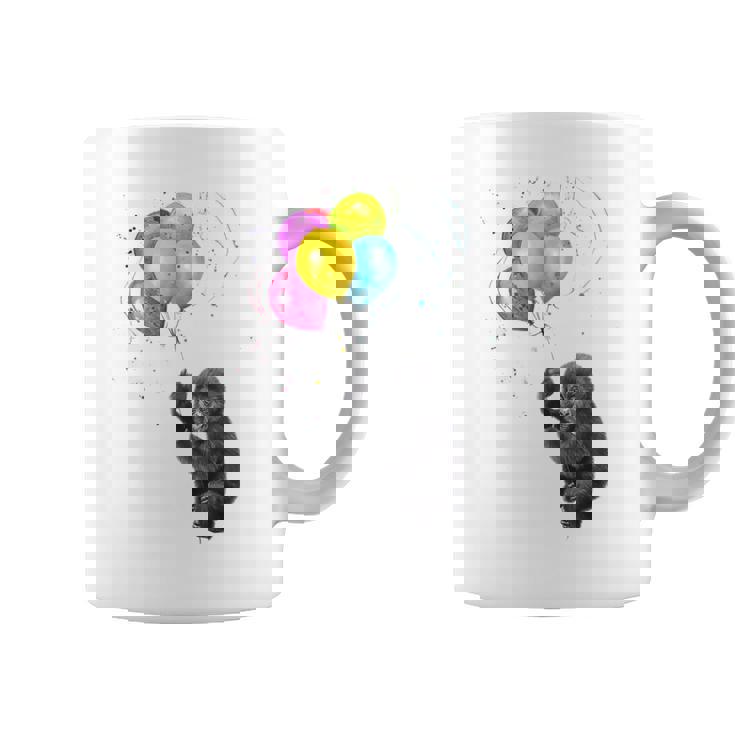 可愛い赤ちゃんのゴリラシルバーバックグラフィックバルーンアートワーク。 コーヒーマグ