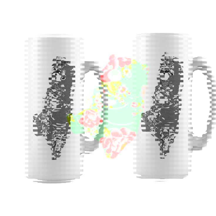 台湾花布柄 くまちゃん 熊 緑 みどり グリーン 客家花布 台湾花布 台湾雑貨 台湾 台湾風 かわいい お洒落 コーヒーマグ