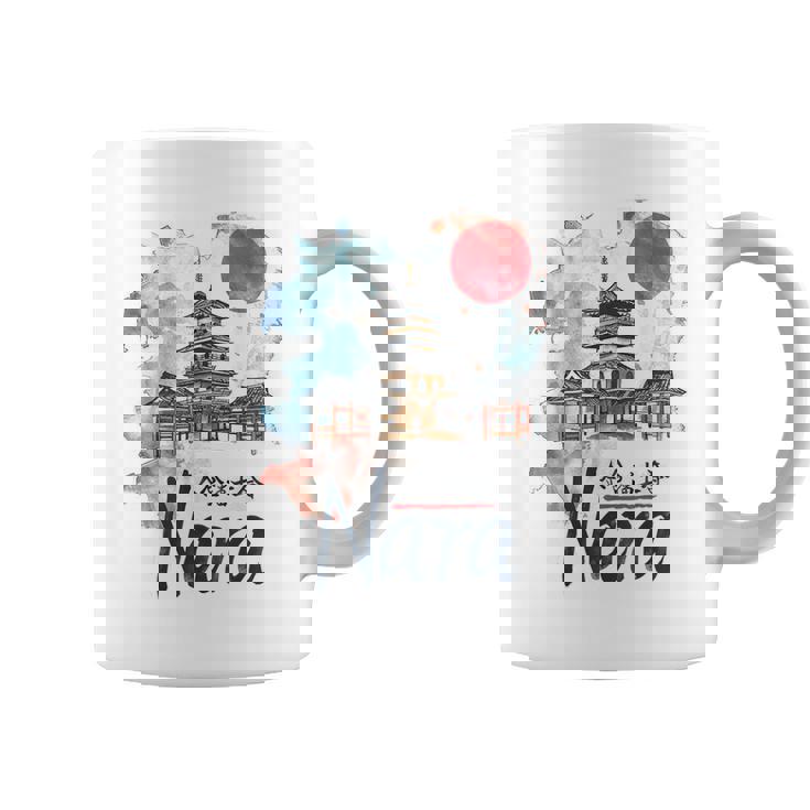 奈良 日本 市街地 旅行 お土産 和 水彩 行楽 コーヒーマグ