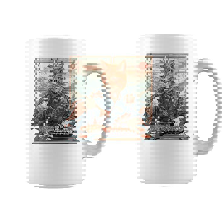 寿司好き ヴィンテージ 子猫 伝統 日本の芸術 猫 長袖tシャツ コーヒーマグ