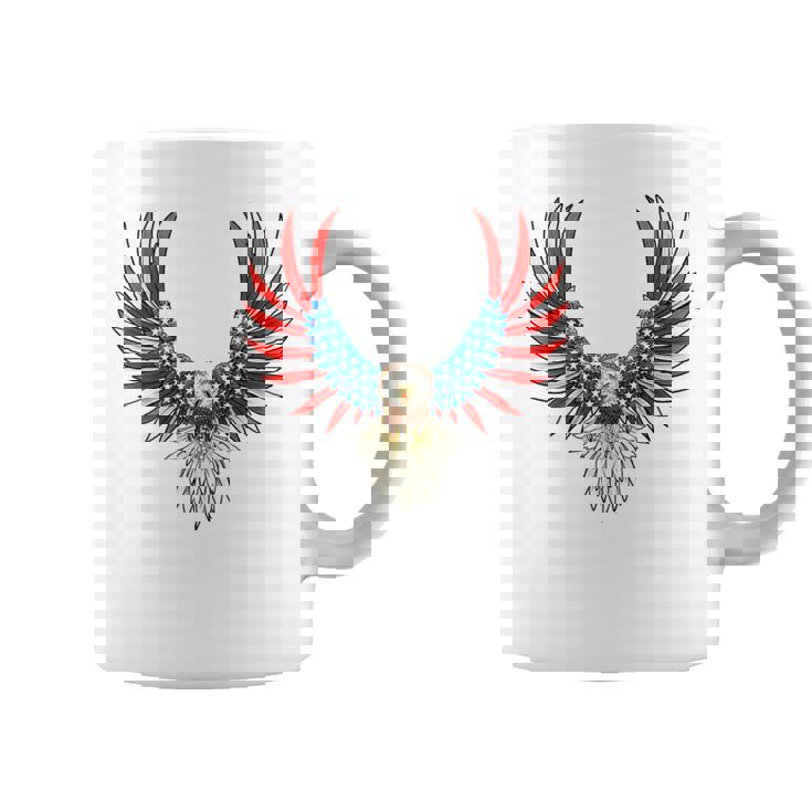 愛国的なアメリカ国旗イーグル 7月4日 バックプリント アメリカン コーヒーマグ