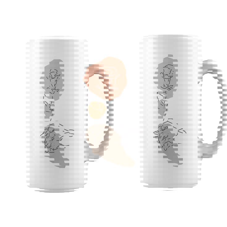 抽象的でミニマリストなラインアート、花柄。 コーヒーマグ