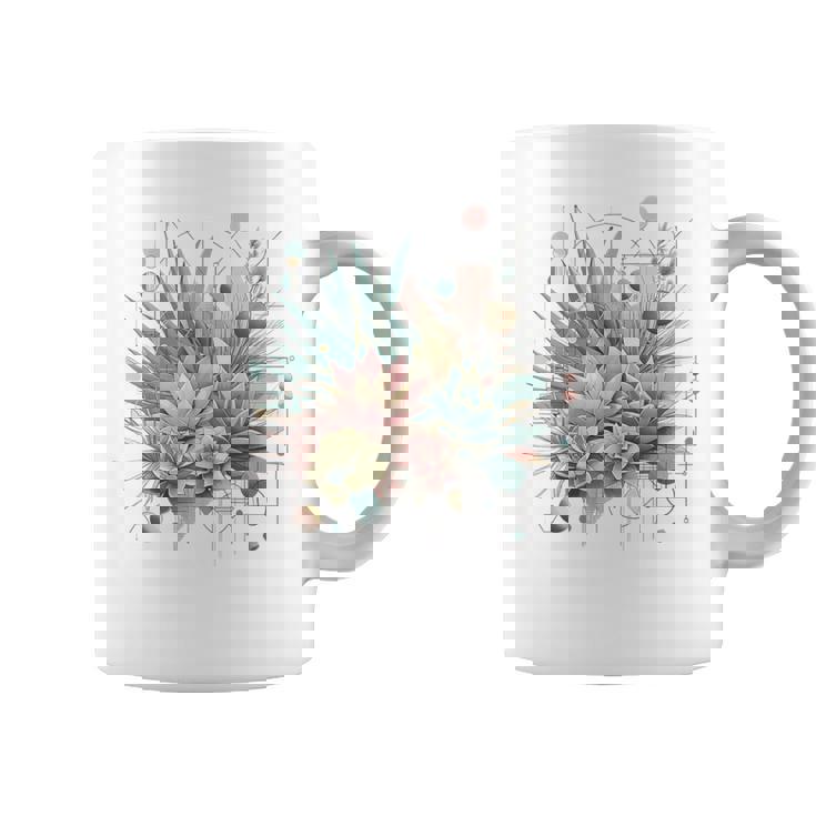 抽象的な幾何学的なボタニカルデザインモダンな植物 多肉植物 コーヒーマグ