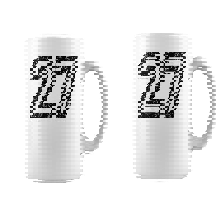 数字 27 ヴィンテージ ブラックホワイト コーヒーマグ