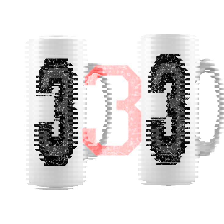 数字 3 ヴィンテージブラック&レッド コーヒーマグ