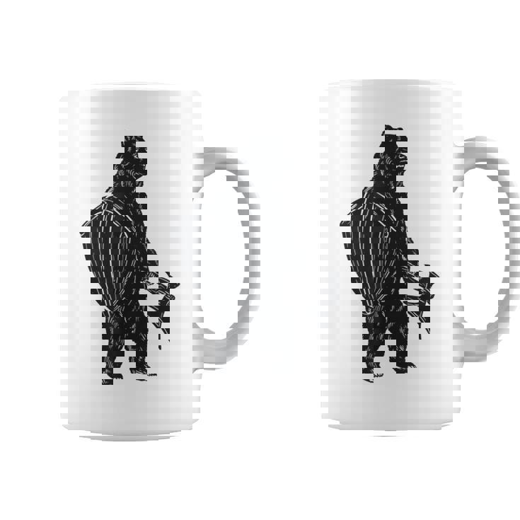 斧と盾を持った熊 中世の熊 バイキング コーヒーマグ