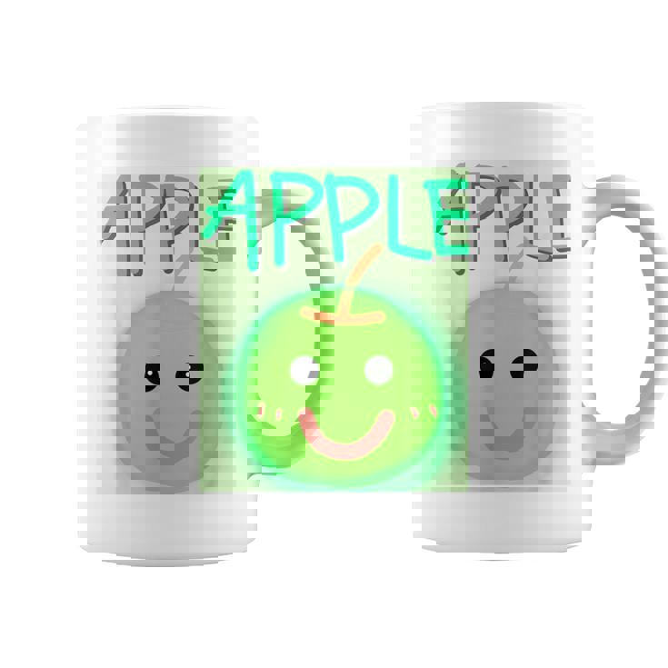 日本 りんご 青りんご かわいい 笑顔 コーヒーマグ