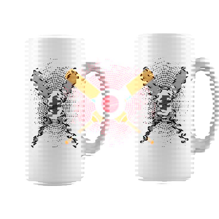 日本のクリケットラケットとボールの旗 長袖tシャツ コーヒーマグ