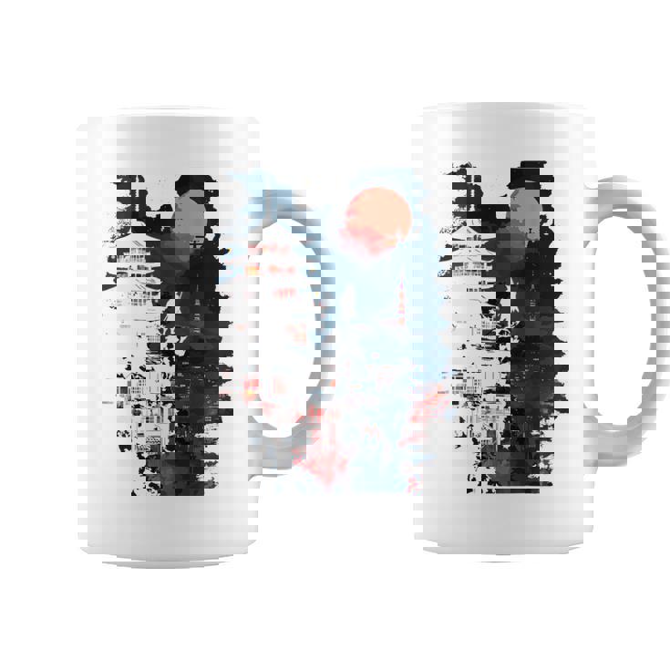 日本の忍者バックプリント。 コーヒーマグ