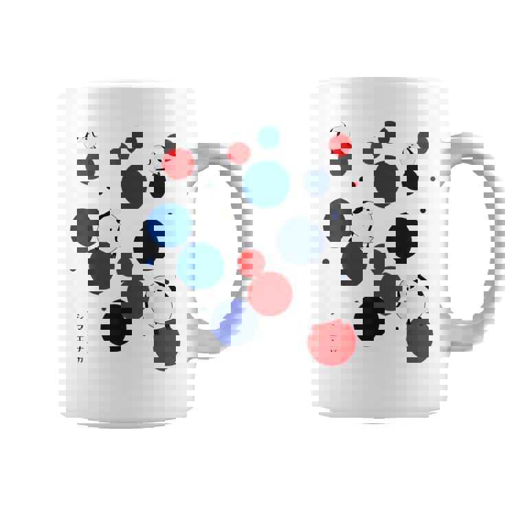 日本の野鳥 シマエナガ 赤 青 ドット 丸 水玉 関西 イベント 家族 お揃い コーヒーマグ