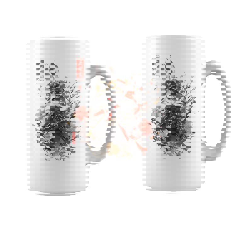 日本アート うさぎ 忍者 浮世絵 アニメスタイル サムライラビット コーヒーマグ