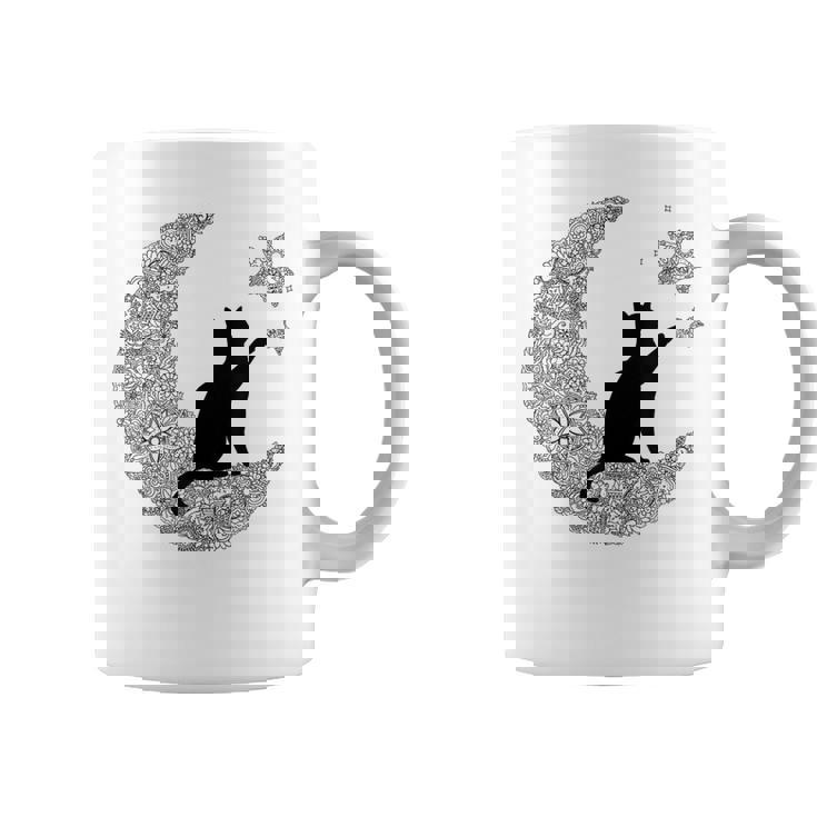 曼荼羅猫tシャツ レディース メンズ ユース 月と星 コーヒーマグ