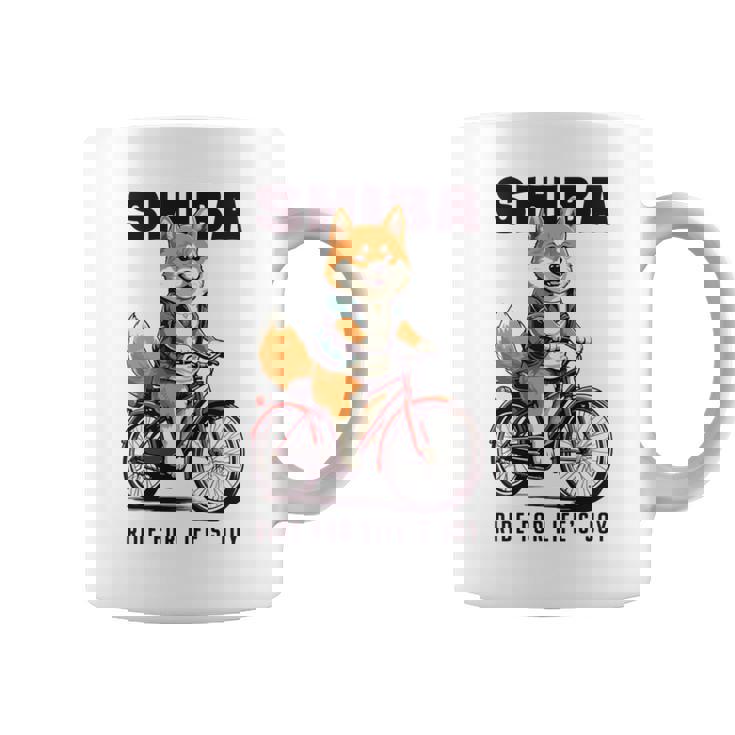 柴犬 いぬ イラスト 柴犬好き 犬好き 自転車 かわいい おもしろ レトロ Ride For Life's Joy 長袖tシャツ コーヒーマグ