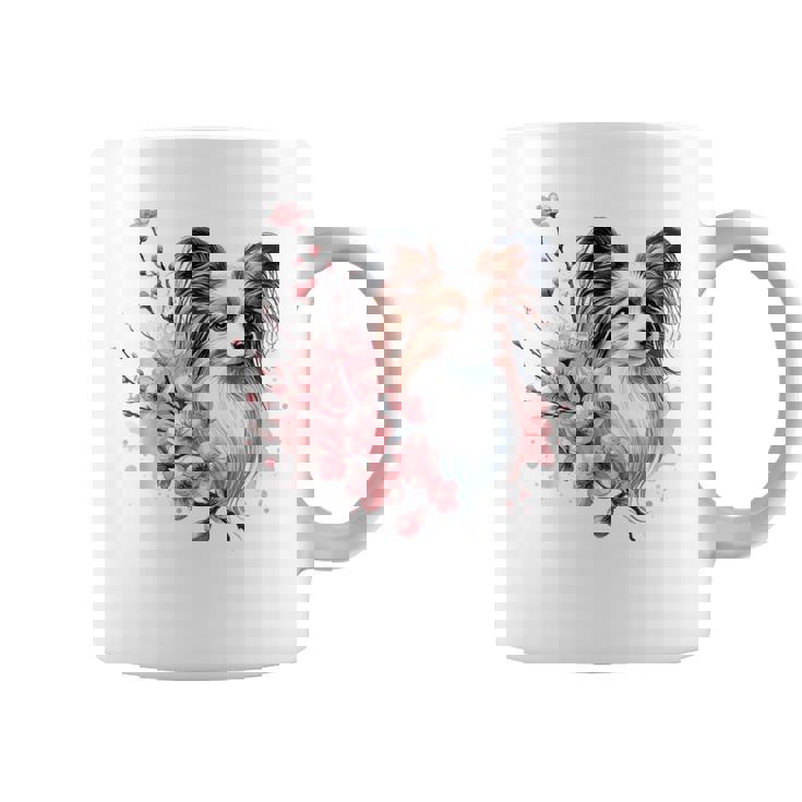 桜 水彩パピヨン コーヒーマグ