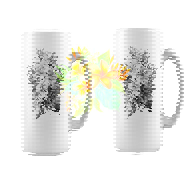 水彩 プルメリア ブーケ シャツ ハワイアン トロピカル フローラル コーヒーマグ