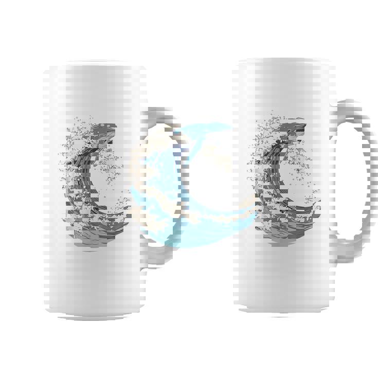 海の波から現れる芸術的なクジラ コーヒーマグ