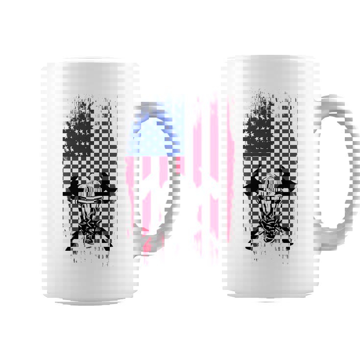 消防士 アメリカ国旗 7月4日 男性 お父さん 消防士 長袖tシャツ コーヒーマグ