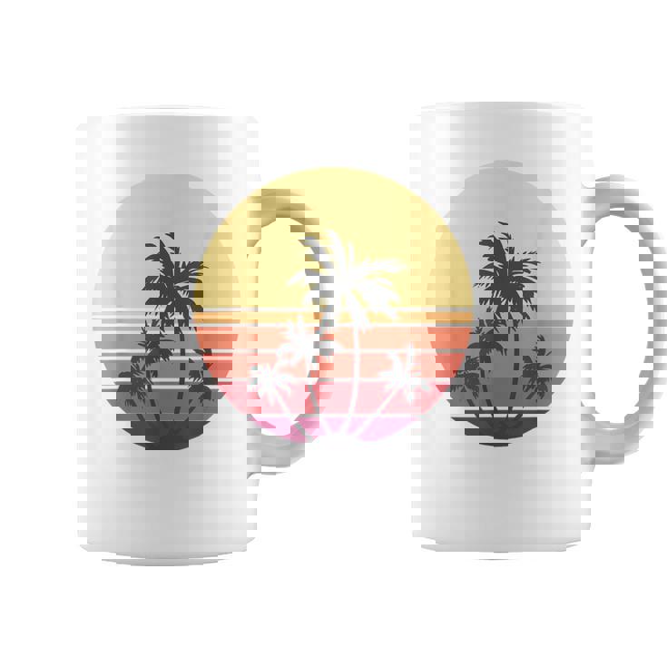 涼しい 夏休み メンズ レディース サンセット ビーチ ヤシの木 コーヒーマグ