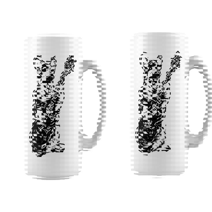 犬 ギタリスト ギター ペンブローク ウェールズ コーギー パパ ママ コーヒーマグ