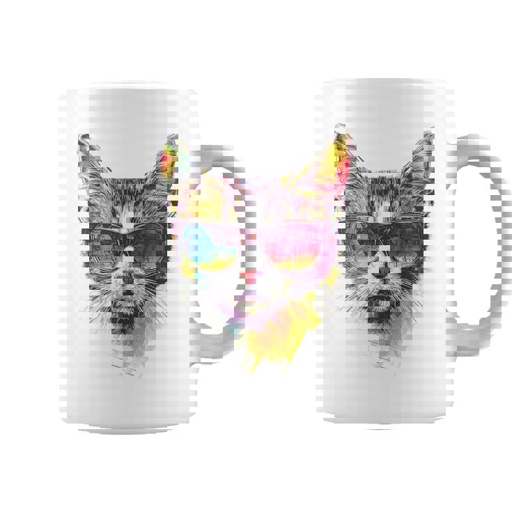 猫 動物 抽象 モチーフ サングラス イラスト アート ネコ コーヒーマグ