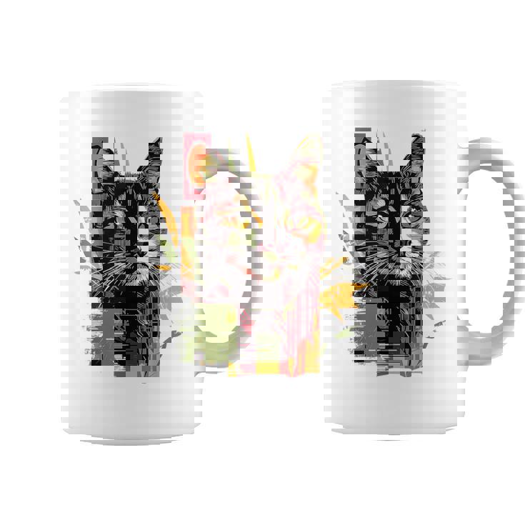 猫 抽象的 かわいい アート ポートレート 動物 恋人 グラフィック 猫 コーヒーマグ