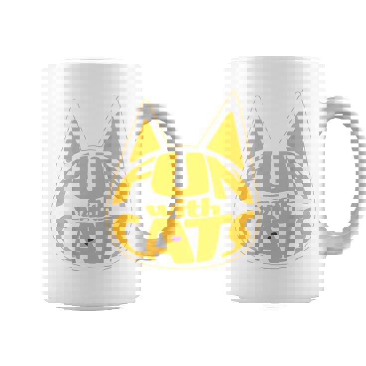 猫と一緒に楽しい！ バックプリント かわいい ねこ好き おもしろ コーヒーマグ