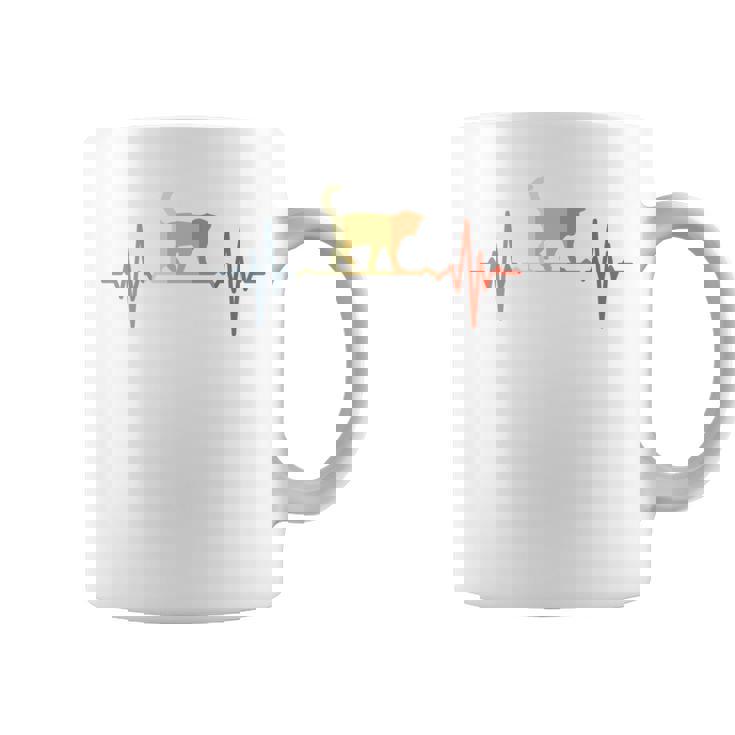 猫心電図心拍オールドスクールルックアニマル 長袖tシャツ コーヒーマグ