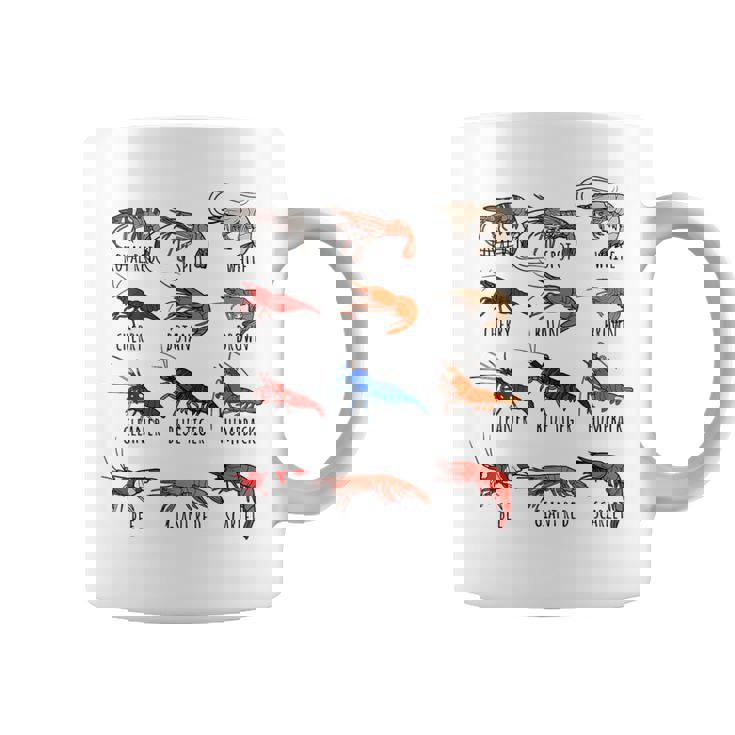 異なるタイプのエビの品種コレクション、かわいいエビ愛好家。 コーヒーマグ