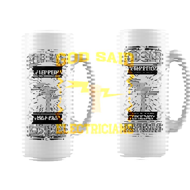 神は「光あれ」と言われてから、電気技師を創られた コーヒーマグ