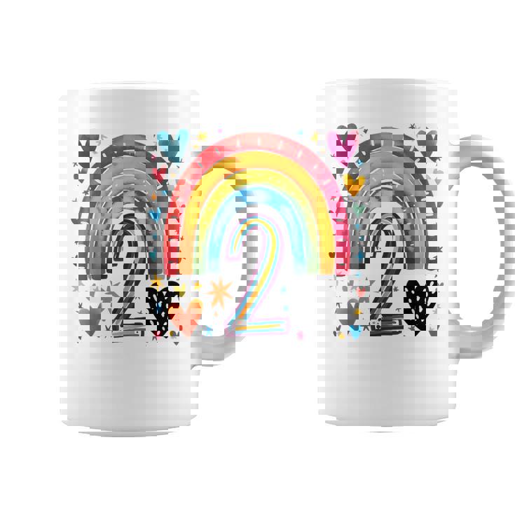 私はもう2歳 女の子のためのかわいいレインボーバースデーデザイン コーヒーマグ