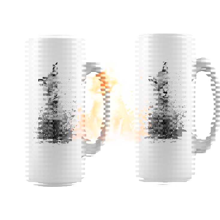 笑顔 水彩 キツネ 森林 動物 コーヒーマグ