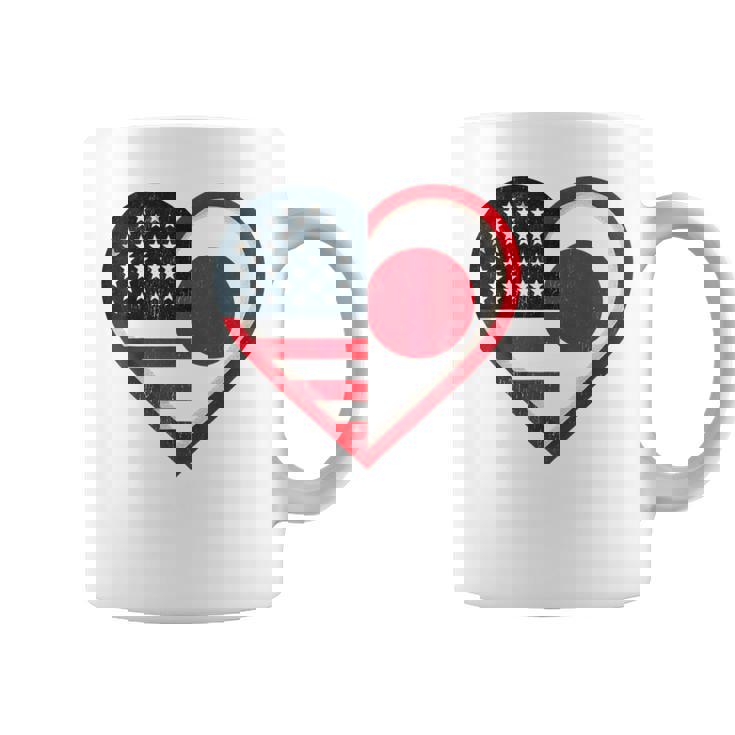 米国 アメリカ 日本 ハートフラッグ 二重国籍。 コーヒーマグ