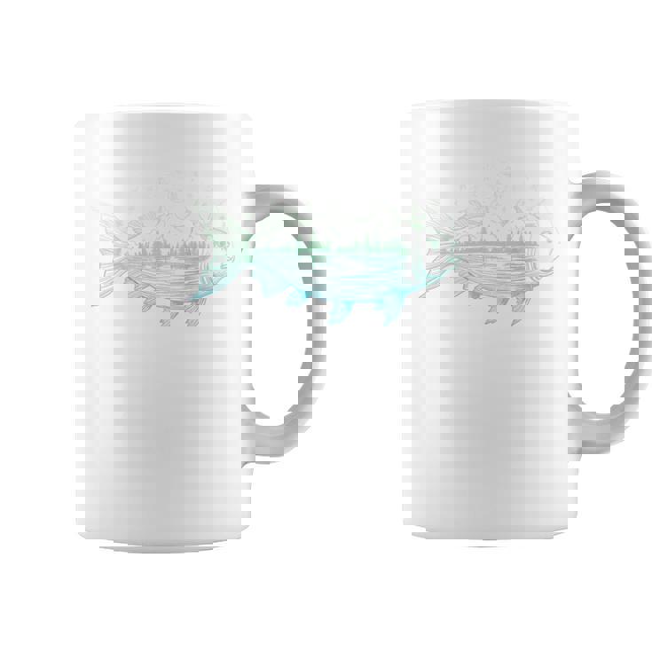 背中 山から形をした涼しい魚 自然 情景 釣り コーヒーマグ