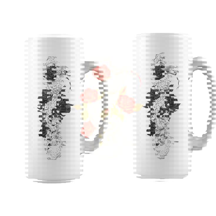 蛇爬虫類 蛇 バラ 花 爬虫類 ギフト コーヒーマグ