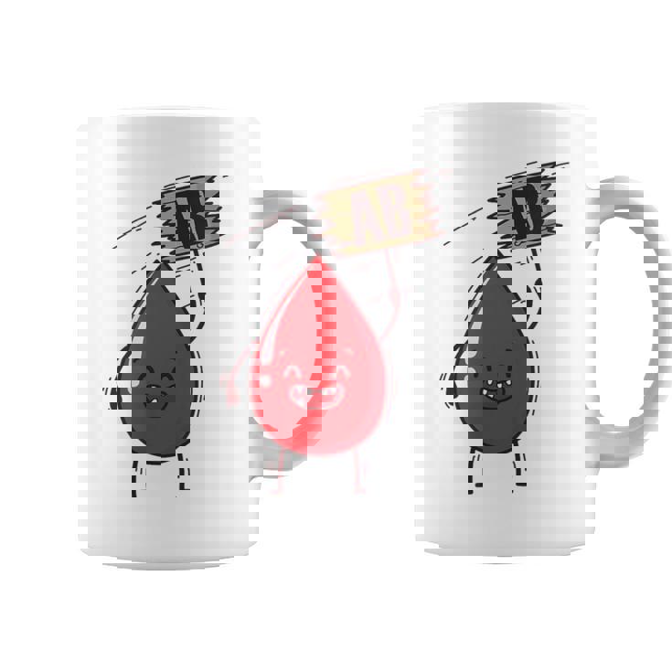 血液型 Ab 血液ドロップ シールドハート付き コーヒーマグ