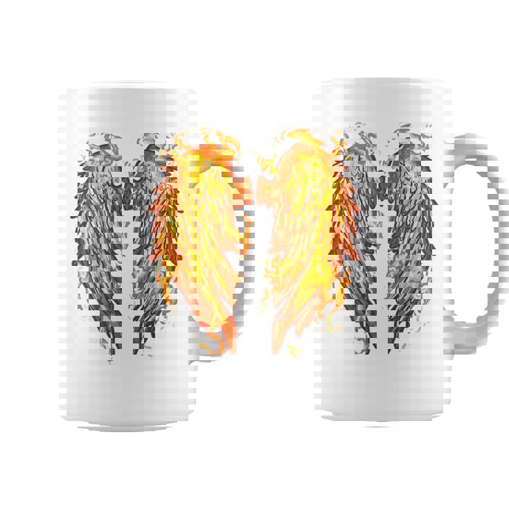 裏面に燃える天使の翼 火の羽 コーヒーマグ