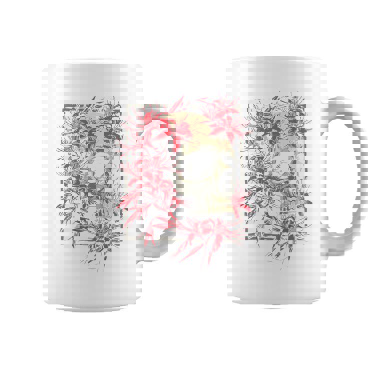 赤いクモのユリの花 日本の頭蓋骨 オタクのバックプリント コーヒーマグ