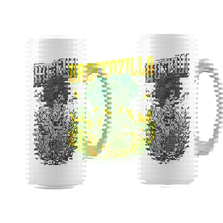 都市を攻撃する巨大なブロッコリーモンスター面白いブロッコリー コーヒーマグ