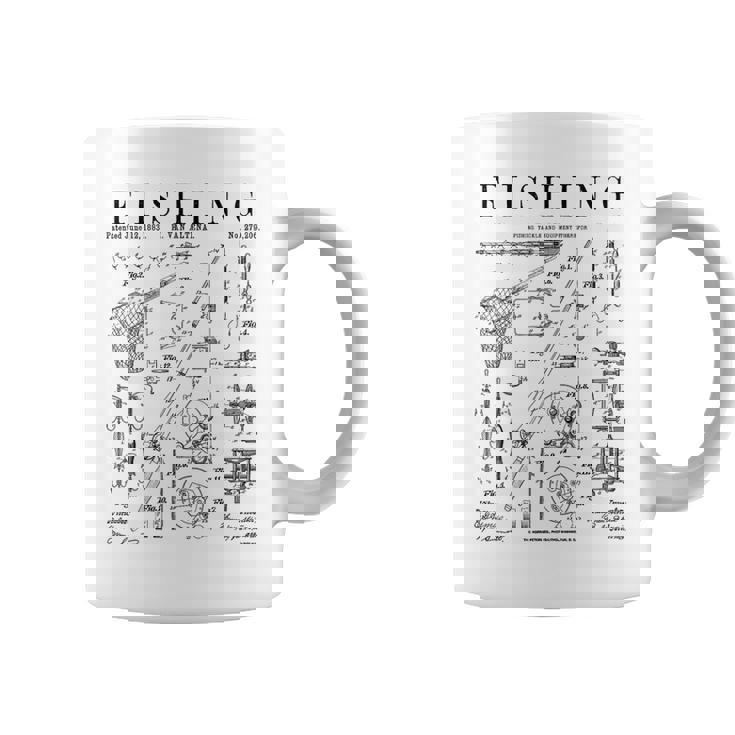 釣り ロッド タックル リール ルアー フィッシャーマン ヴィンテージ 特許 プリント コーヒーマグ