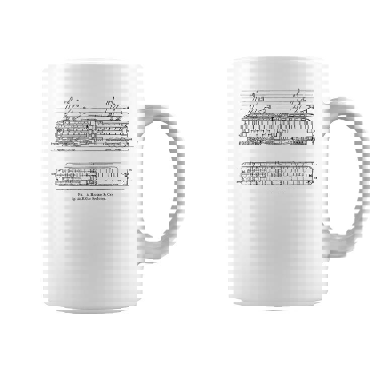 電車 ヴィンテージ 青写真 図 グラフィック 電気機関車 コーヒーマグ