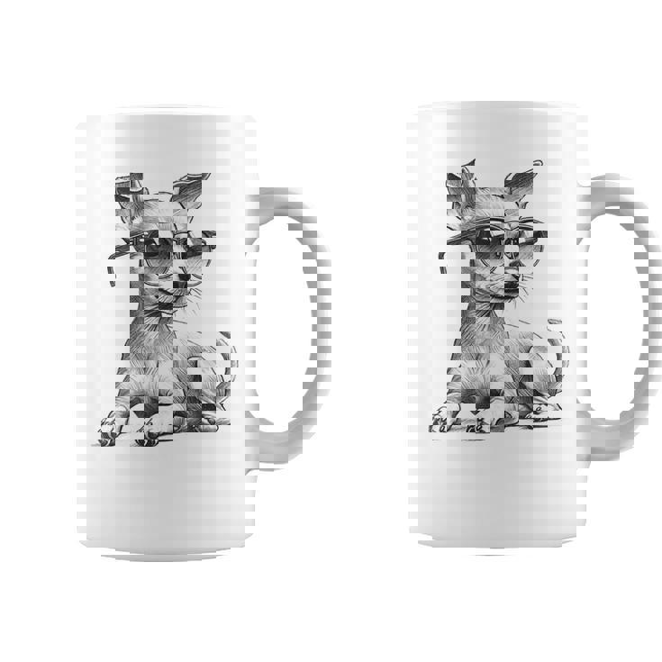 面白いミニチュアピンシャードッグミニピンサングラスデザイン。 コーヒーマグ