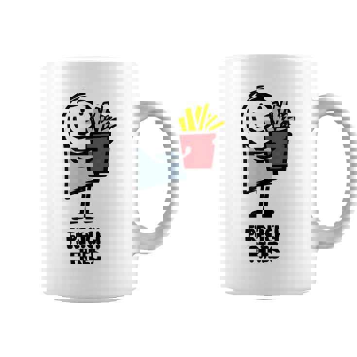 面白い漫画のキャラクターグラフィックが付いたクールでおいしいフライドポテト。 コーヒーマグ